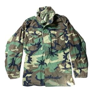 VTG 80s M-65 Camouflage Small Long Coat Cold Weather Field Military